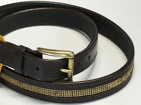 HKM Leather 4 Row Crystal Belt